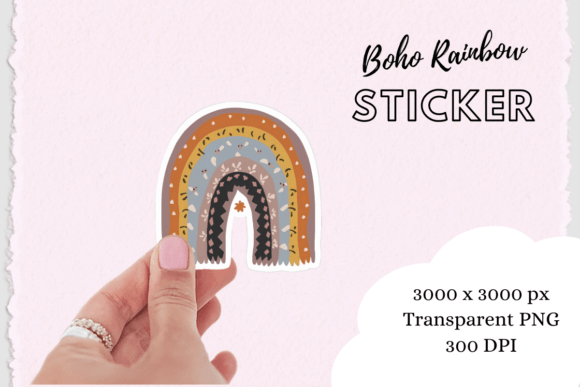 Download Boho Chic Rainbow Sticker - Premium Resources